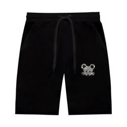 Pantaloncini casual da donna da uomo con strass per l'estate - Pantaloni corti a vita alta al ginocchio da jogging dritti da corsa, stile unisex in cotone mercerizzato