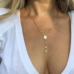 Chains Modyle 2021 Summer Gold Chain Cross Necklace Small Religious Jewelry Women's