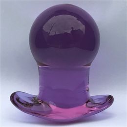 Purple Crystal 50mm Large Butt Plug Vagina Ball Glass Dilatador Anal Dildo Bead Prostata Massage Ass Buttplug Gay Sex Toys 211130