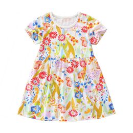 Jumping Metres Summer Arrival Floral Princess Girls Dress Fashion Cotton Selling Baby Clothing Flowers Print Kids 210529