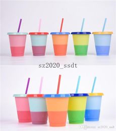 Tumblers 160z Plastic Coffee Mug Reusable Color Changing Cold Cups Plastic Tumbler Color Change Funny Mugs Water Cup Gift Product