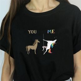 unicorn women UK - Women You & Me Unicorn Funny T-Shirt Tumblr Fashion Hipsters Cute Graphic Tee 210512