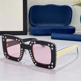 Womens sunglasses G0780S fashion classic shopping big square diamond pink lens personality elegant female super good-looking UV400 designer top quality 0780