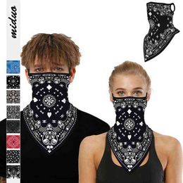 Fashion totem digital printing outdoor sports ear-hanging triangle scarf mask multifunctional sunscreen magic headscarf Y1229