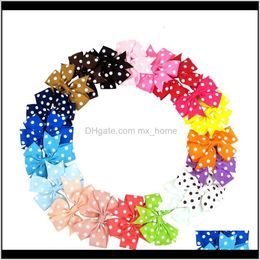 20 Colours 8Cm Ribbon Bows Dot Girls Hairpins Colourful Children Clip Boutique Bowknots Hju9G 5Oxlp