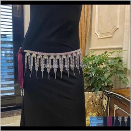 Chains Body Jewellery Drop Delivery 2021 Banquet Stage Colourful Diamond Womens Sexy Metal Belly Dance Tassel Waist Chain Cqlkn