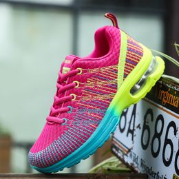 Wholesale 2021 Top Fashion Off Mens Women Sports Running Shoes Newest Rainbow Knit Mesh Outdoor Runners Walking Jogging Sneakers SIZE 35-42 WY29-861