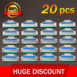 20pcs/set Brand High Quality GradeAAA+ Face Care Safety Shaving Razor Blades For Men Mache 3 Standard for RU&Euro