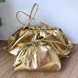 Fashion Dumpling Handbag Luxury Brand Digner Women Bag Pouch Style Gold Striped Sier Clutch Hobos Crossbody Cloud Bags Purse