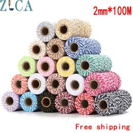 macrame rope 2mm Australia - Yarn 2mm Rope Twisted-Cord 100% Cotton Colorful Twine Macrame Cord String Thread For Party Wedding Decoration Accessory DIY