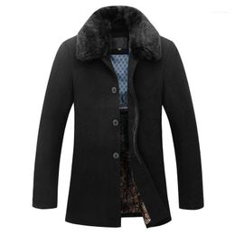 Men's Wool & Blends Men Casual Slim Fit Winter Warm Overcoat Mens Pea Coat Manteau Homme Fur 2021 Brand Design Jackets1