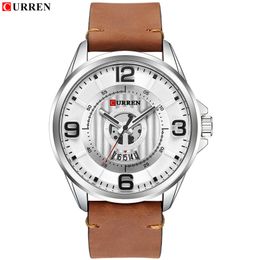 CURREN Top Luxury Brand Men Watch Fashion Quartz Wrist Watches Male Waterproof Date Leather Sport Watch Relogio Masculino 210517