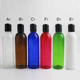 30PCS 250ml Refillable Empty Clear Amber Blue Green White Red Plastic Bottle Cream Lotion Cosmetic Container with Disc Top cap