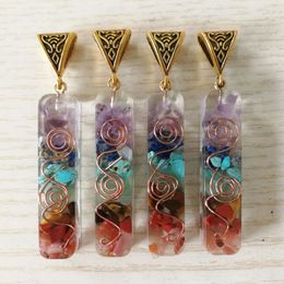Colorful Chakras amethysts Lapis Lazuli 7 colors stone pillar charms pendants Healing Crystal Hangings Fashion Jewelry Making Wholesale