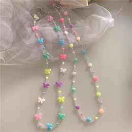 Pendant Necklaces LISM 2021 Fashion Women Cute Butterfly Choker Necklace Colourful String Beaded Heart Birthday Gift Party Jewellery