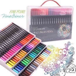 80 Colors Fineliners Pens Fineliner Color Pen Set Sketch Writing Drawing Pens for Coloring Books 210330