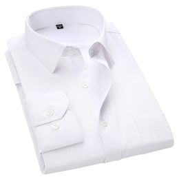 4XL 5XL 6XL 7XL 8XL Large Size Men's Business Casual Long Sleeved Shirt White Blue Black Smart Male Social Dress Shirt Plus 210410