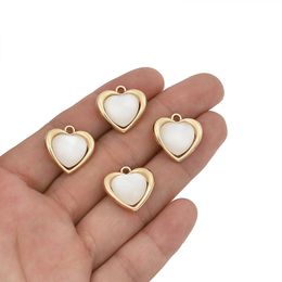 18mm earrings UK - Charms 10Pcs 18*18mm Pattern Imitation Pearl Peach Heart For DIY Bracelet Earring Necklace Pendants Alloy Jewelry Making Finding