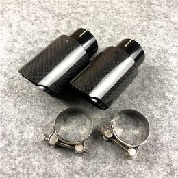 1 piece High quality Car universal Akrapovic Exhaust Pipe Glossy Grilled Black Carbon Fibre Stainless Steel Muffler tip