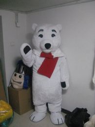 Halloween Red scarf polar bear Mascot Costume Top Quality Cartoon Anime theme character Adult Size Christmas Carnival Birthday Party Fancy Outfit