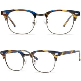 Acetate Half Frame Glasses Men Women Vintage Steampunk Eye Optical Myopia Eyeglasses Frames Clear Eyewear Oculos Fashion Sunglasses