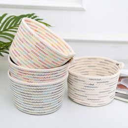 Woven Style Storage Basket Colourful Cotton Rope Bin Organiser For Home Office Small Items 18*13*22cm DC120 Bags