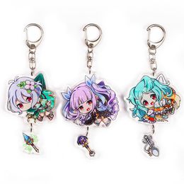 Princess Connect Re Dive Keychain Woman Cartoon Key Chain Men Pendant Unisex Key Ring for Bags Kokoro Jewellery Metal Porte Clef