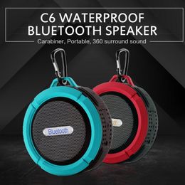 C6 Portátil Bluetooth Speaker Outdoor Sucção Áudio Som Som Móvel Carro Subwoofer Surwoofer Pequeno Altifalante Impermeável