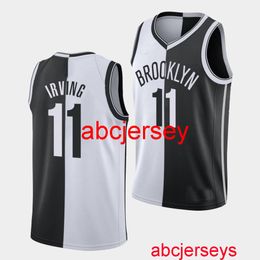 Stitched #11 Kyrie Irving Association & Icon Split Black White Jersey Two-toned Add Any name number