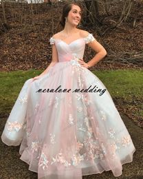 2021 Off the Shoulder Prom Dress Appliques Lace Beads Ball Gown Girl Sweet 16 Year Graduation Party Wear