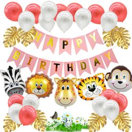 Event & Party Supplies Birthday balloon set fish tail pull flag children forest animal theme boy cartoon balloons