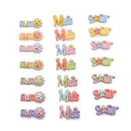 30pcs Mixed Letter Sun Star Miss Resin Components Cabochon Flatback Decoration Crafts Embellishments for Scrapbooking Diy Accessories
