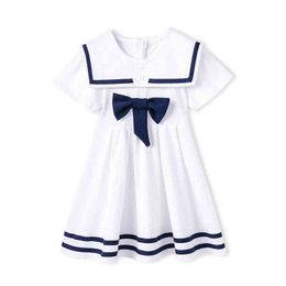 Pureborn Toddler Infant Baby Girl Sailor Dress Bowknot Sailor Collar Summer Breathable Cotton Beach Holiday Baby Girl Clothes G1218