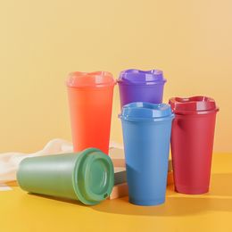 Portable Plastic Colour Changing tumbler Temperature Discoloration Coffee Beverage Milk Drink Ware Recycle Sport Cup