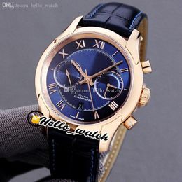 TWF 42mm ETA A7750 Cal 9300 9301 Automatic Chronograph Mens Watch Blue Dial Rome Marker Stopwatch Rose Gold Case Leather Strap 431.53.42.51.03.001 Hello_Watch