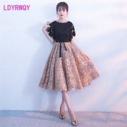 Japanese style spring and autumn party fashion lace stitching dress Patchwork Sheath Office Lady Knee-Length 210416