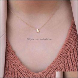 Beaded Necklaces & Pendants Jewellery Sum Fashion Tiny Initial Chain Gold Sier Colour Cut Letters Single Name Choker For Women Hanger Poison Dr