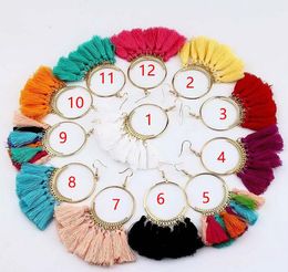 Bohemian Statement Tassel Dangle Earrings For Women Vintage Round Long Drop Earring Wedding Party Bridal Fringed Jewellery Gift 12 Colours Wholesale