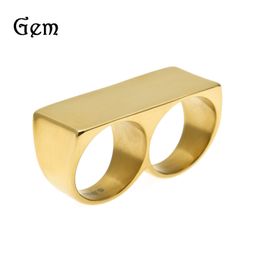 double finger ring gold Australia - American Asian Style Fashionable Personalized Double Finger Ring Hip Hop Gold Plated Jqgl