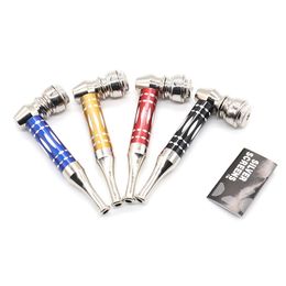 Four-color Metal Short Pipe New Style Personalised Portable Cigarette Holder With Mesh Philtre Creative Mini Smoking Set XG0093