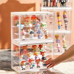 Toy Storage Box Anime Figure Holder Plastic Display Cabinet Garage Kit Doll Organiser Case for Home Decor Desktop Container 210922