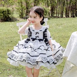 Summer Spanish Baby Girl Dress Children Turkey Lolita Princess Ball Gown Dresses Girls Birthday Party Lace Vintage Vestido 210615