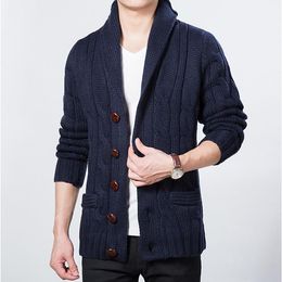 Men's Sweaters Autumn And Winter Korean Casual Green Fruit Collar Knitted Cardigan Sweater Men Thickening Trend Solid Color Sweat