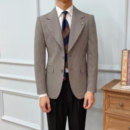 Stylish Blazers For Men Plaid Coat Fashion Vintage Blazer Hombre Casual Terno Masculino Lattice Veste Homme Men's Suits &
