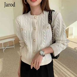 Autumn Winter twist Knitted Sweater Tops Women Office OL Elegant Long Sleeve Pearl Button casual Slim Cardigan Coat 210519