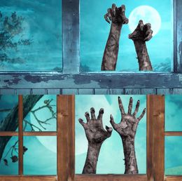 Halloween Wall Stickers Horror Ghost Hand Wall Decals for Halloween Window Stickers Party Decoration Removable PVC Wallpaper Decals for Home