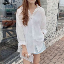 Vintage Oversize Spring Femme Shirt Women Long Sleeve Cotton Plus Size Blouses Casual White Tops Girls Blouse 13137 210521