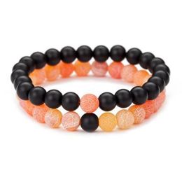 Frosted Weathered Colorful Yoga Energy Bracelet Couples Men Women Fashion Casual Bracelet Set Anniversary Party Jewelry