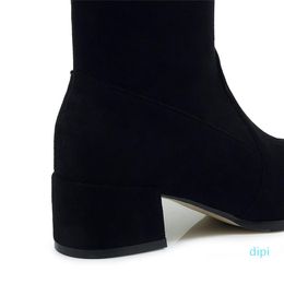 Wholesale-Boots Female High Quality Knee Women Soft Flock Leather Winter Comfortable Long Shoes 2021