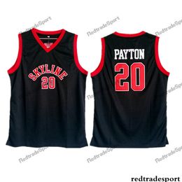 Mens Gary Payton 20 Skyline High School Basketball Jerseys Black Color Stitched Shirts S-XXL